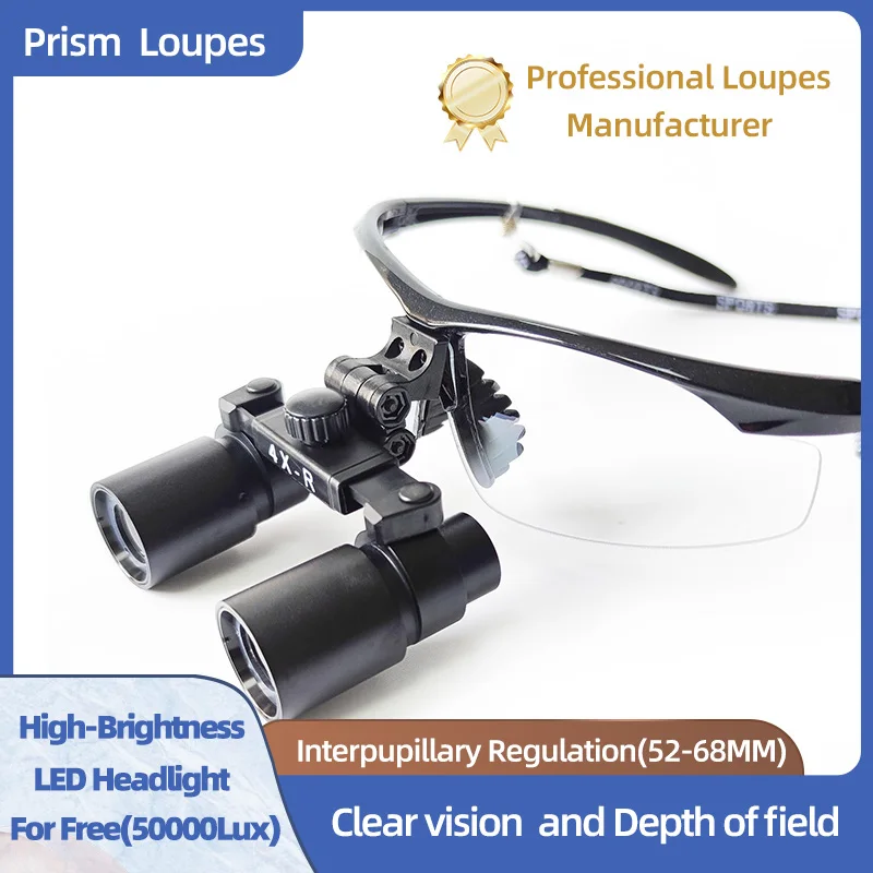 

Prism Medical Surgical Dental 4.0X Kepler Binocular Magnifier Loupes ENT Ophthalmolog With LED Headlight
