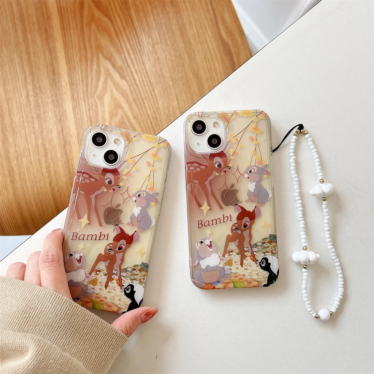 

Disney Bambi with bracelet Phone Cases For iPhone 14 13 12 11 Pro Max Back Cover