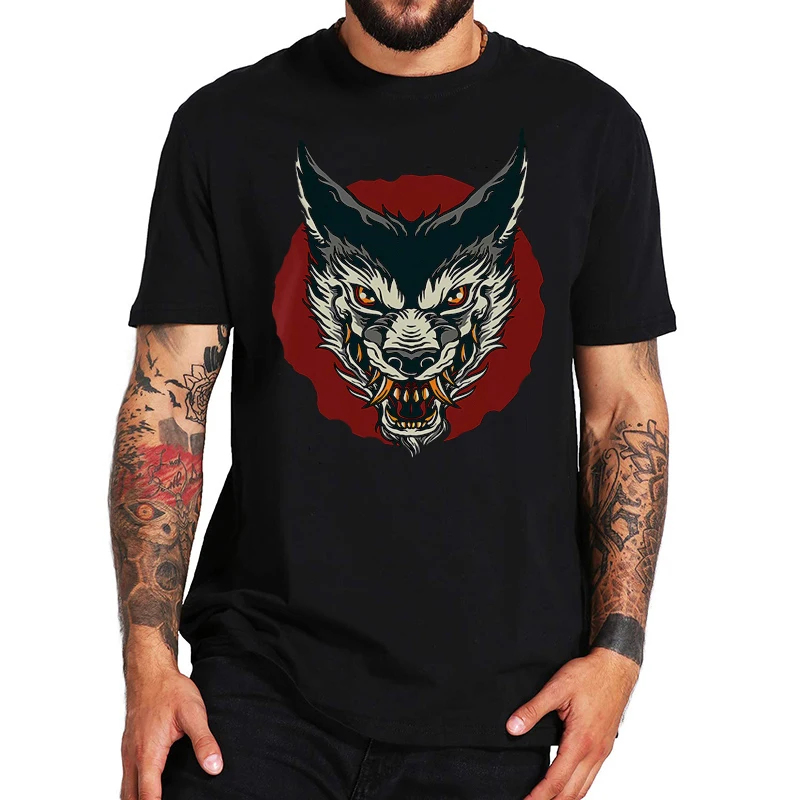 

T Summer New Cool Wolf Printed T Shirt For Men Casual Oversized Short Sleeve Clothes Streetwear Printing Top Tees