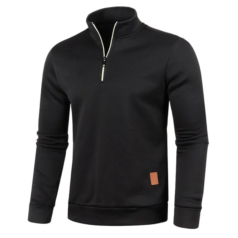 Men's Thicker Sweatshirts Half Zipper Pullover for Male Hoody Man Sweatshir Autumn Solid Color Turtleneck Sweaters 4XL