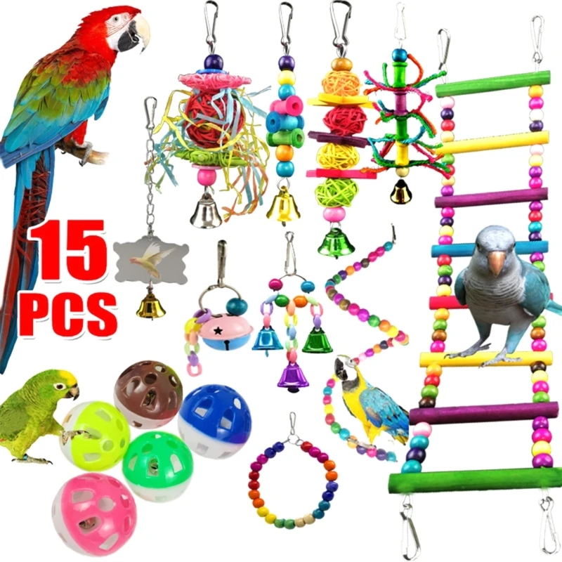 

448B Parrot Toy Kit Bird Cage Toy For Finches Parrot Bite Toy Birds Swing Chewing Bird Toy Bird Toy Accessories