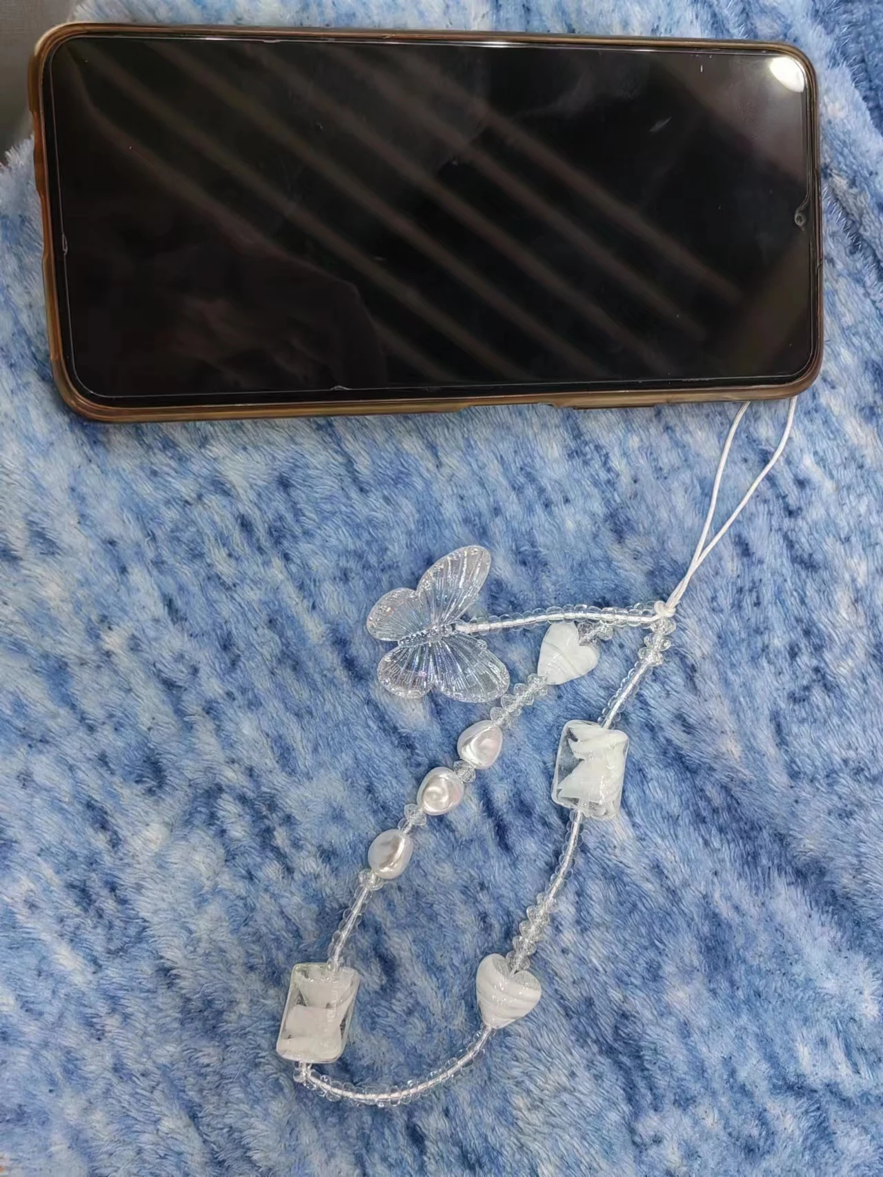 

2023 New fashion Original DIY Handmade Cute Phone Charms Women Pendant Kawaii Keychain Strap Lanyard With Star Bead Accessories