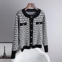vintage long sleeve o neck cardigan for women spring autumn chic single breasted sweater outwear lady casual knitting jacket top