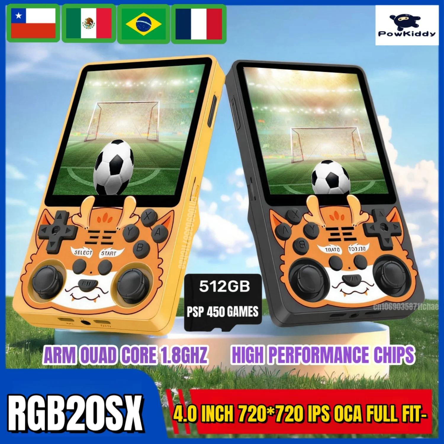 Портативная игровая консоль Powkiddy RGB20SX с 4 0 дюймовым IPS экраном видеоигры открытым