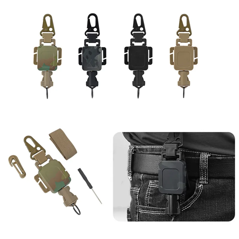 

Tactical Outdoor Anti-theft Telescopic Buckle Hunting Vest Portable Keychain Holder Anti-lost Retractable Rotating Buckle