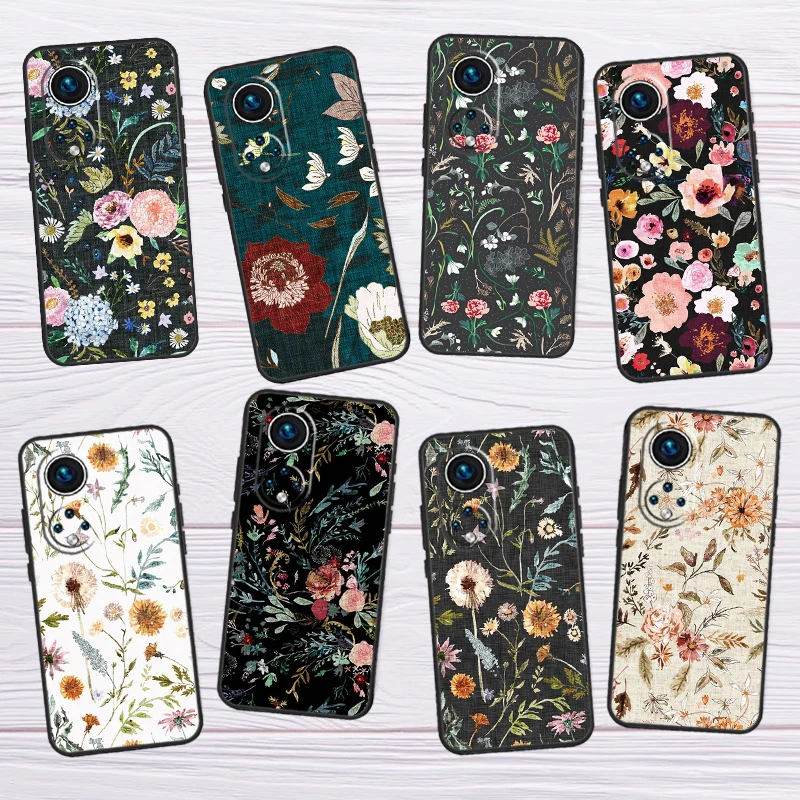 Полуночный цветочный букет для Honor X8 X7 X9 a 50 70 90 Magic5 Lite Huawei P60 P40 P20 P30 Pro P Smart Nova 9 5T чехол