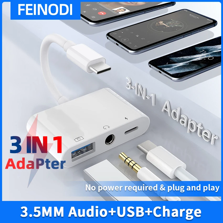 Адаптер для камеры с USB C на USB OTG, аудиоразъем для наушников 3,5 мм, преобразователь для быстрой зарядки для iPad Pro, Google Pixel, Huawei, Xiaomi, Samsung