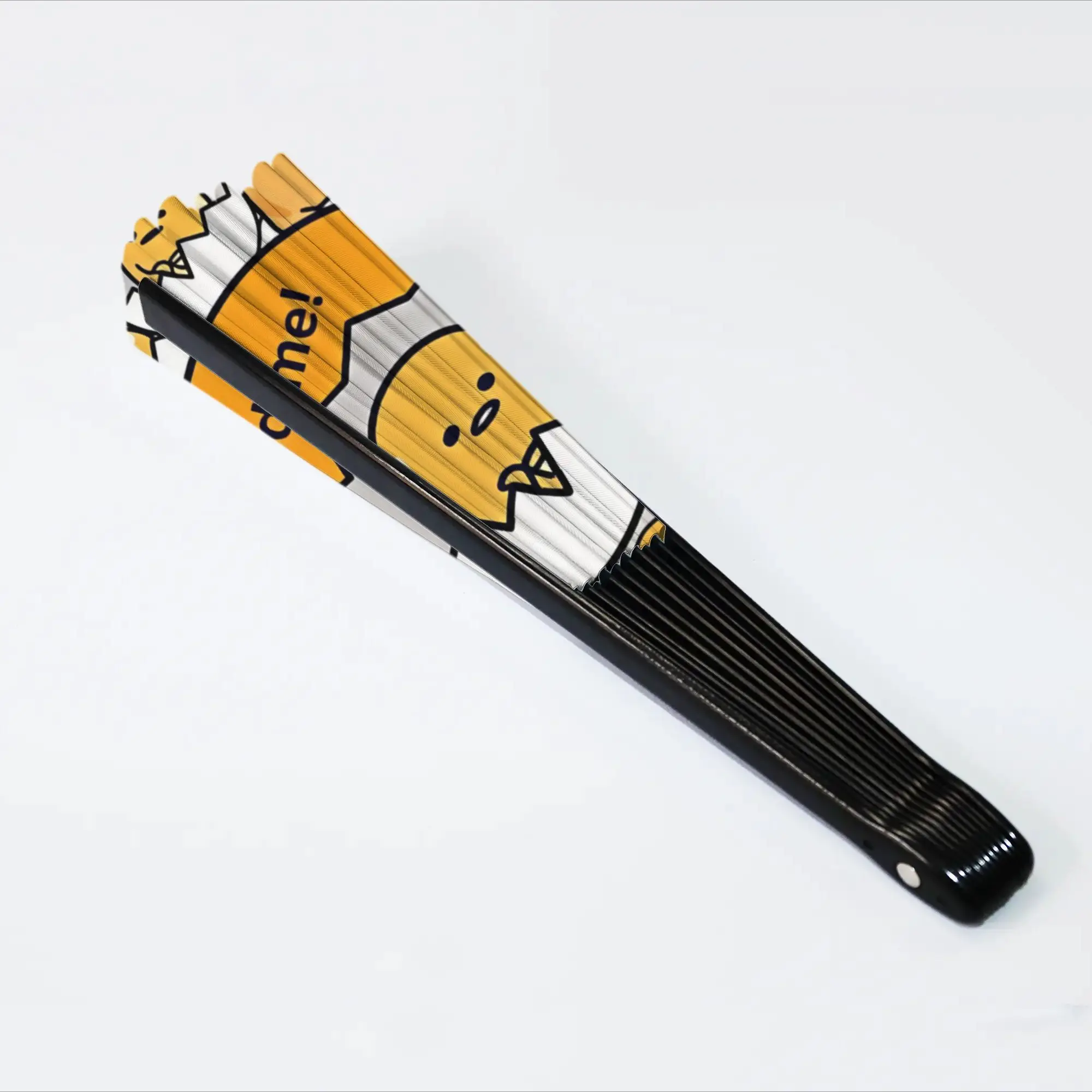 Фото Складной веер с бесшовным узором Gudetama, мультяшный дизайн, из полиэстеровой ткани, забавный летний аксессуар, декоративный веер №4