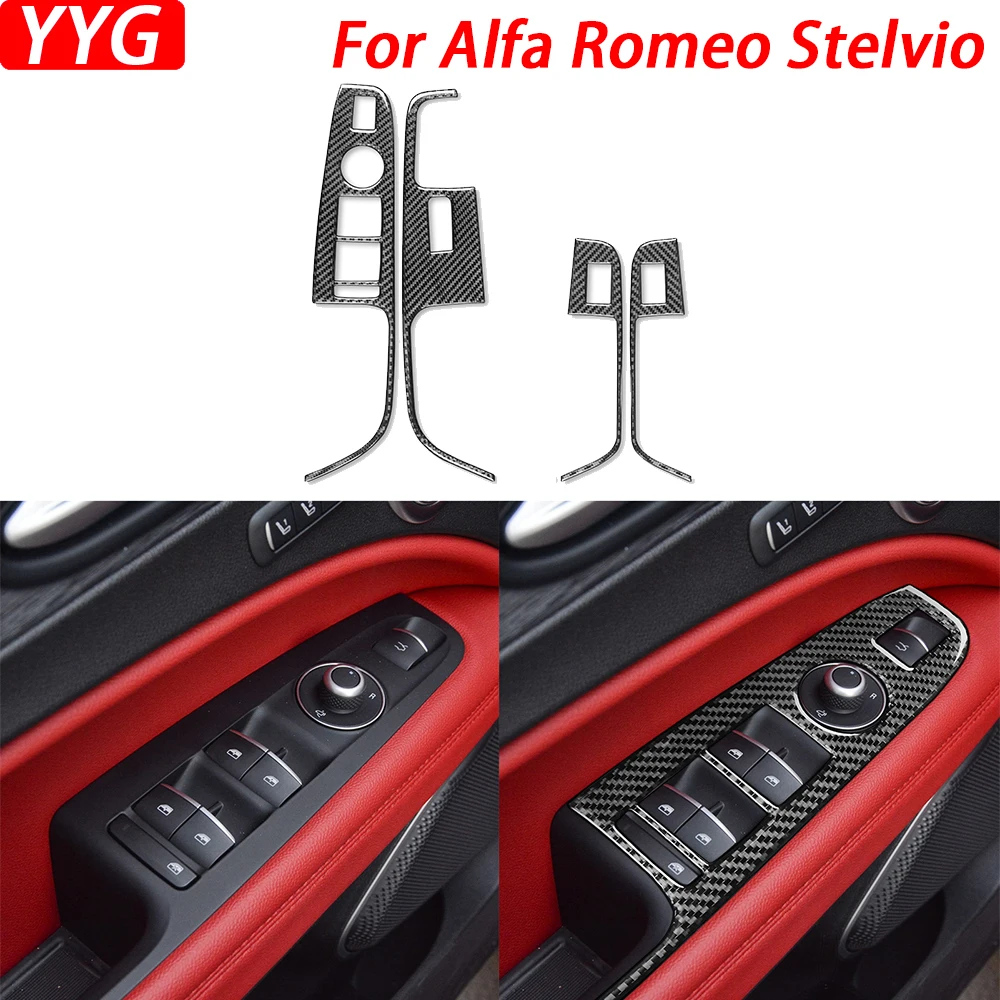 Для Alfa Romeo Stelvio 2016-2022 углеродное волокно панель управления подъемом окна накладка