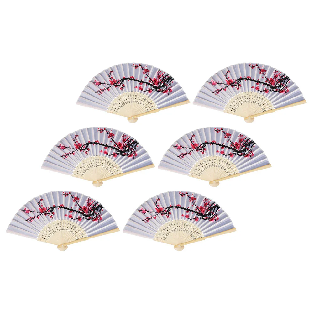 

6 Pcs Festival Fan Hand Fans Women Foldable Fan Handheld Wedding Fans Purse Fan Flower Hand Fans Wedding Guest Fan Retro Decor
