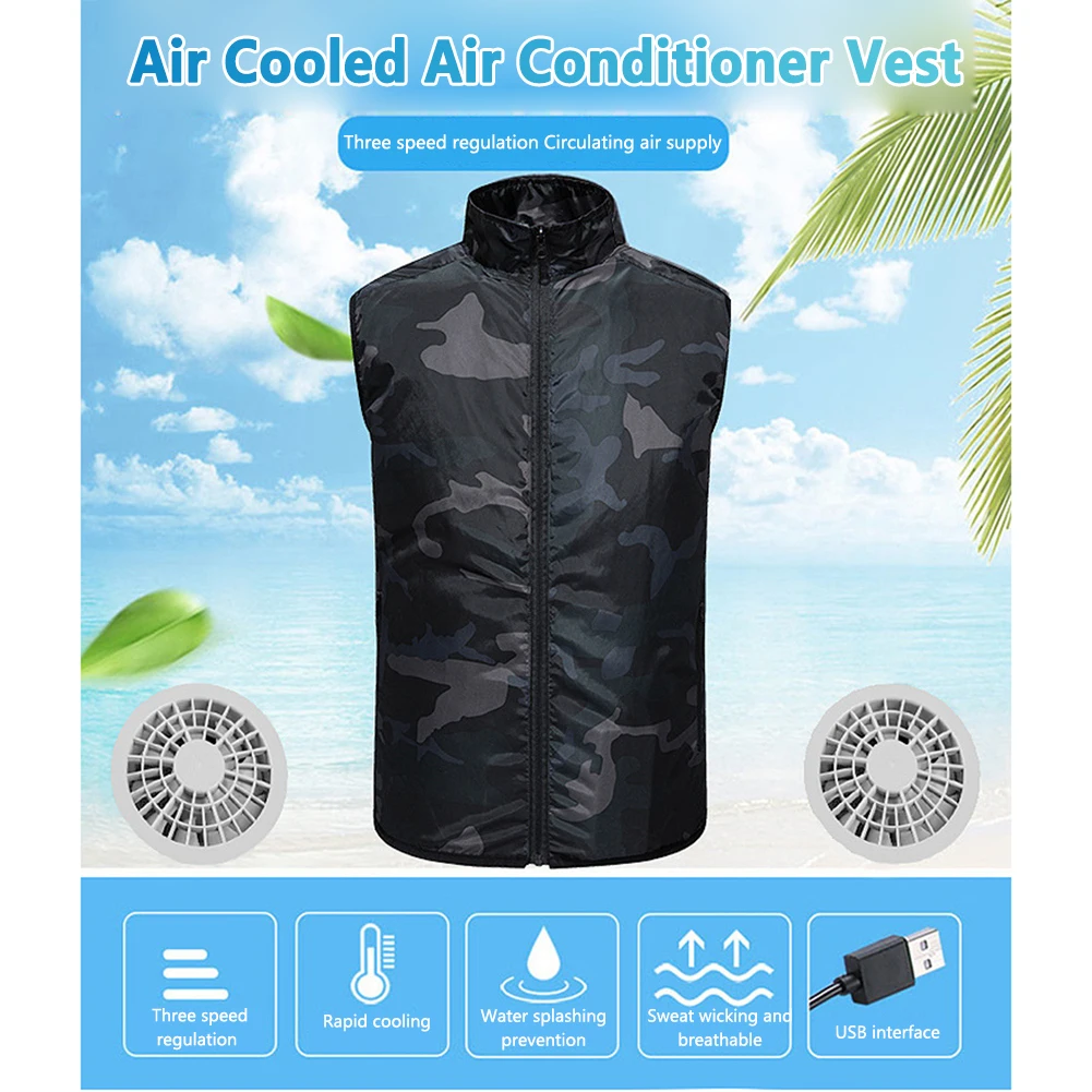 

Outdoor Cooling Fan Vest Breathable Waistcoat for Cycling Fishing Camping 3 Gear Wind Speed Breathable Upgraded 9-blade Fan Vest