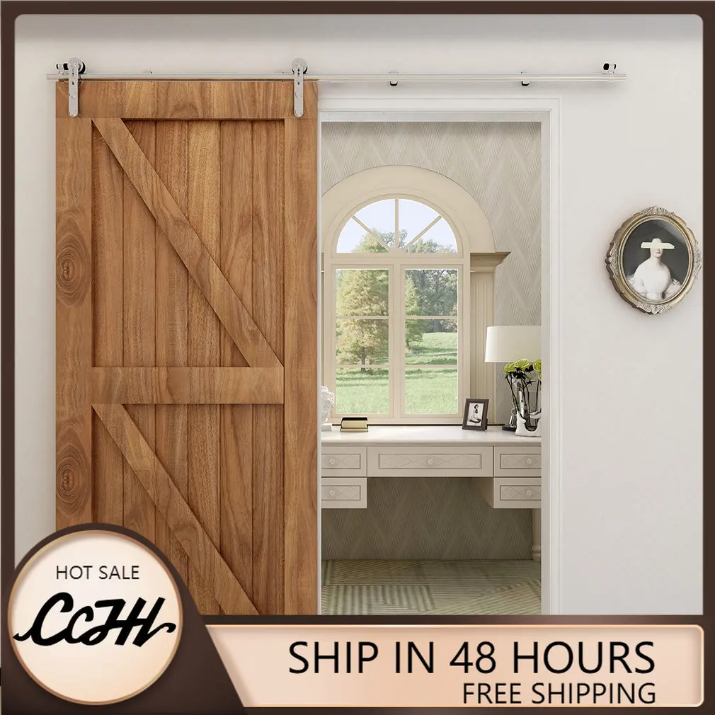 

CCJH Stainless Steel Sliding Door Hardware System 122cm-240cm Industrial Track I Shape Roller Adjustable Floor Guide 4FT-8FT
