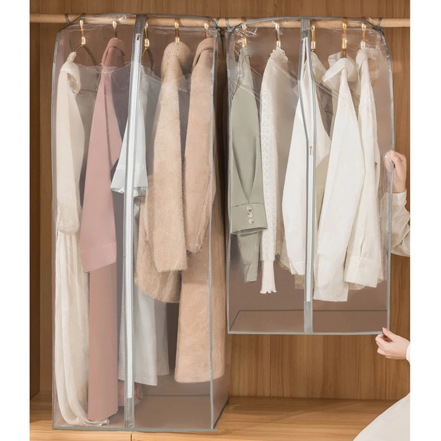 Clear Garment Rack Cover Dustproof Clothes Rack Cover Clothing PEVA Waterproof Protector Organizer Hanging Clothes Storage Bag