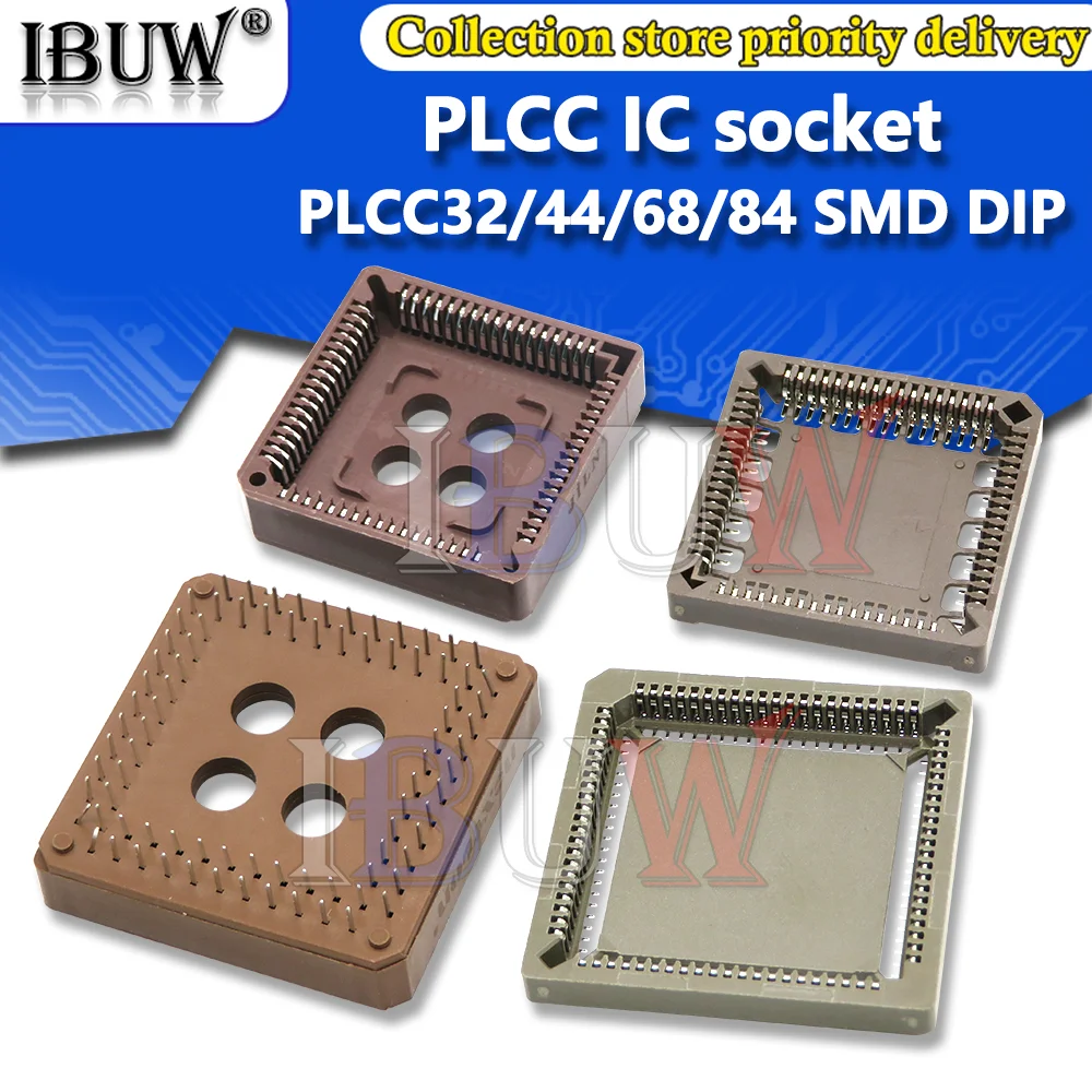 5 шт. PLCC IC socket PLCC32 PLCC44 PLCC68 PLCC84 SMD DIP Socket adapter | Электронные компоненты и
