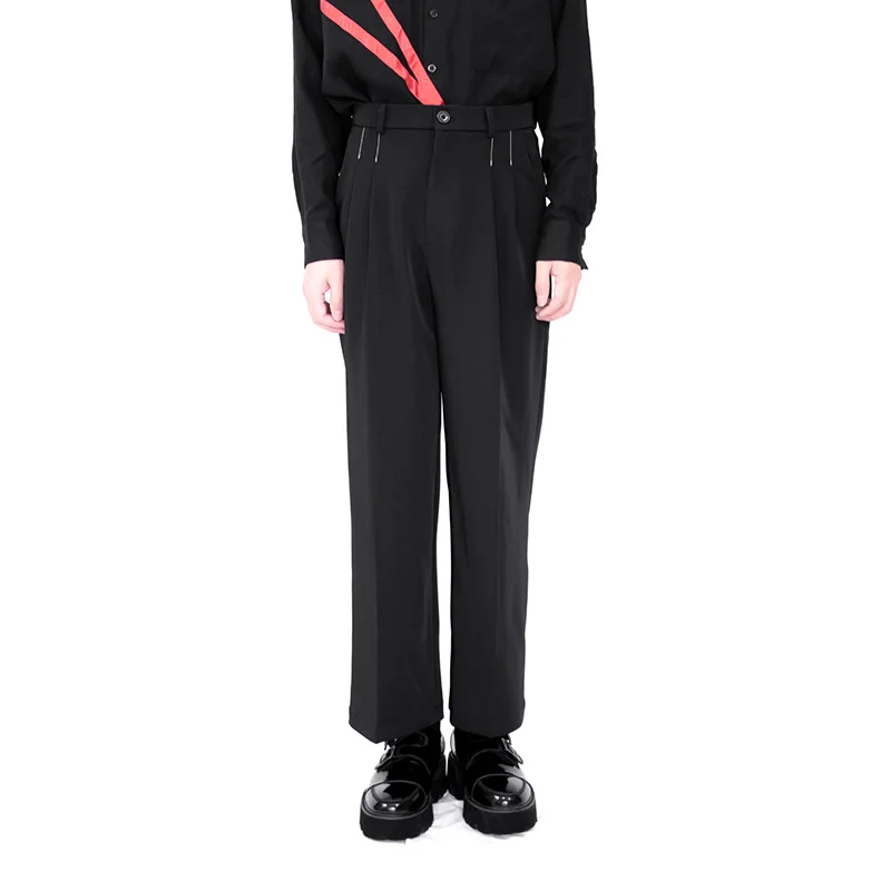 

Loose Men's Wide Leg Pants Straight Nine Point Pants Large Size New Business Leisure Simple Minimalist Black Trousers