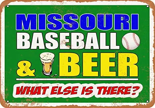 

Metal Sign - Missouri Baseball and Beer - Vintage Look Wall Decor for Cafe Bar Pub Home Beer Decoration Crafts