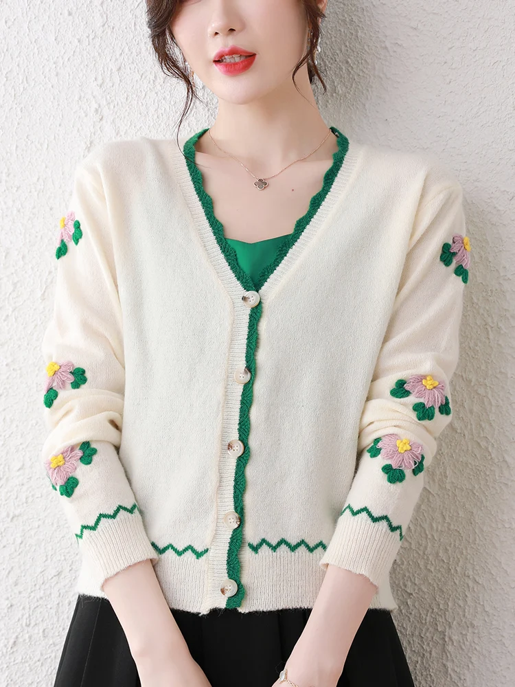 

Свитер с V-образным вырезом, женская одежда на осень и зиму, свитер с длинным рукавом, кардиган, вязаная одежда, однобортный Кардиган