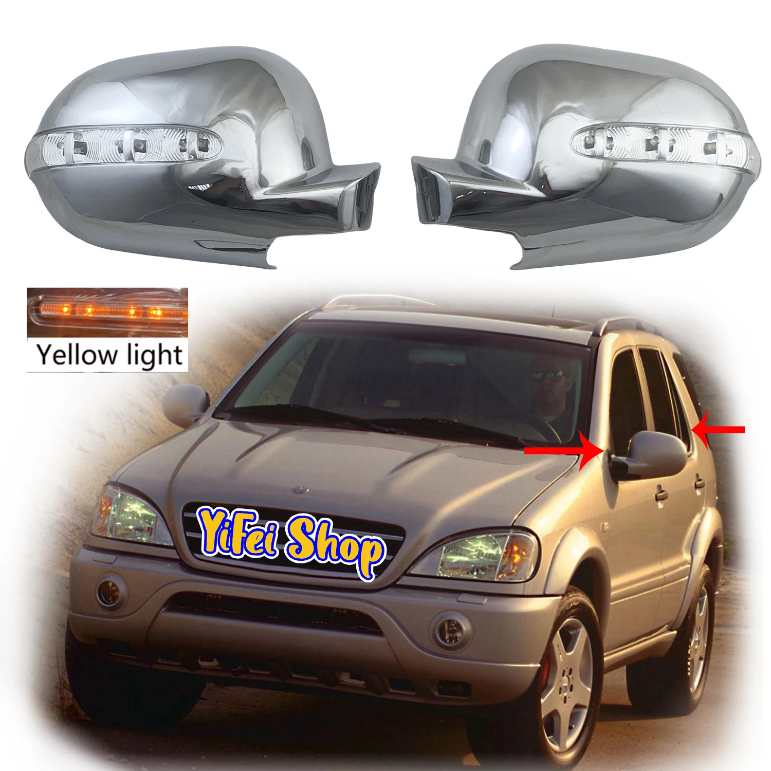 

2 шт., хромированные аксессуары для зеркала заднего вида Mercedes-Benz M-Class W163 ML 1997-2005