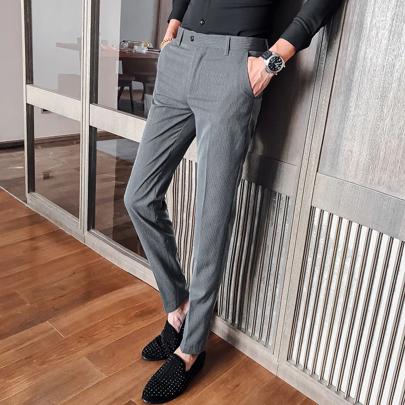 

Модные Простые Длинные полосатые костюмы Pantalones Hombre, классические брюки, мужская одежда 2022, деловая одежда, облегающие брюки
