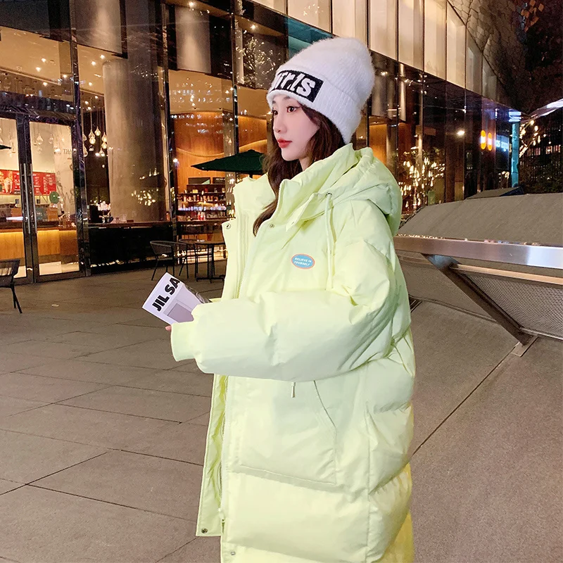 

Thickened Bread Down Cotton Coat Women's Korean Version Loose Winter Mid-length Jackets Cotton Coats 2022 Woman New Feather