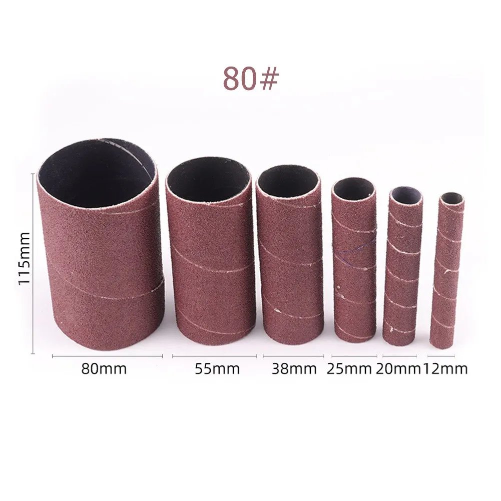 

6pcs/set 80/120 Grits Sanding Paper Sleeve Kit Alumina Sanding Paper Drum Polishing Wheel For Polishing Metal Wood Jade Plastic