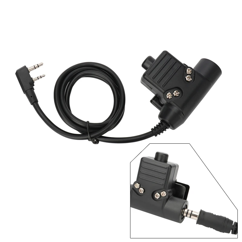 

U94 PTT Cable Plug Adapter for Tactical Headset for Baofeng UV-5R UV-S9 Plus UV-82 AR-152 UV-10R Walkie Talkie Two Way Radio
