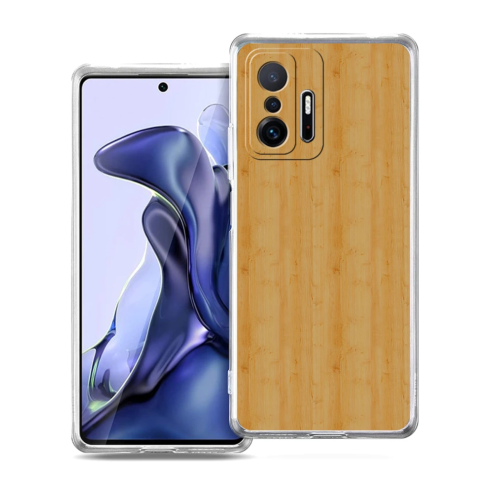 Carved Wood Transparent Phone Case for Xiaomi Mi 11 Ultra 12 11T 11X 11i Lite Poco X3 X4 NFC F3 GT M4 Pro 5G Soft Shell Fundas