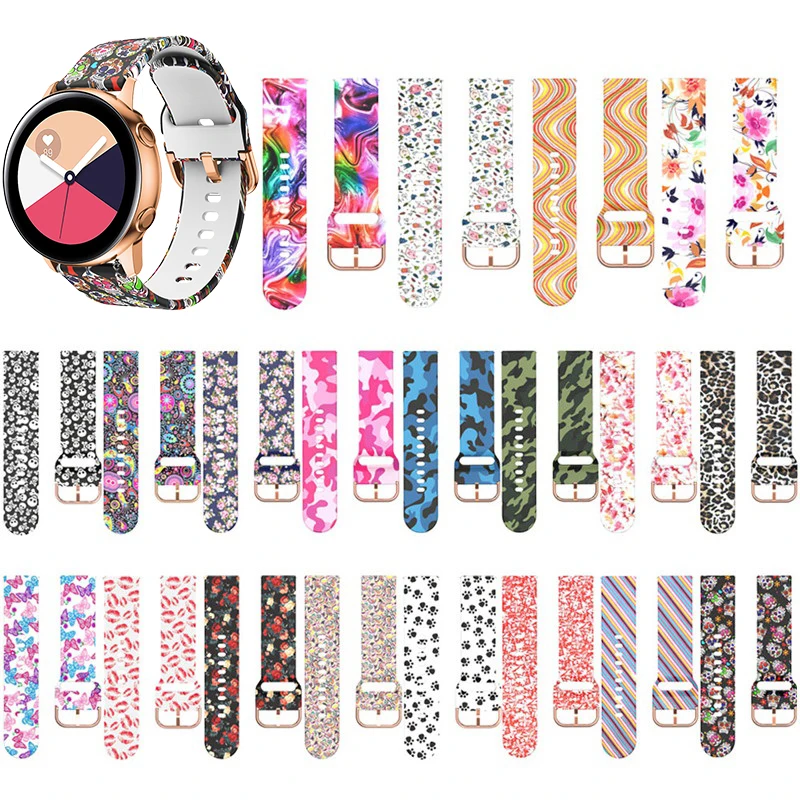 

Ремешок силиконовый для Samsung Galaxy Watch 4 Classic 5Pro 46 44 мм Gear S3 Gt2 Correa Active 2, спортивный браслет с принтом, 20 22 мм