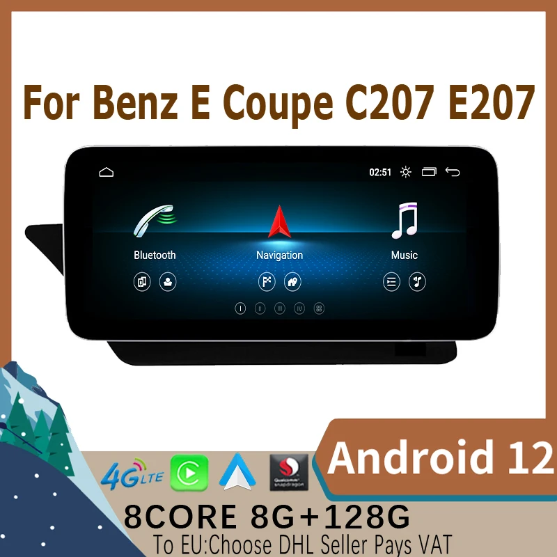 

Android 12 Car Multimedia Player GPS Radio Navigation Snapdragon Carplay For Mercedes Benz E-Class Two Door Coupe C207 W207 A207