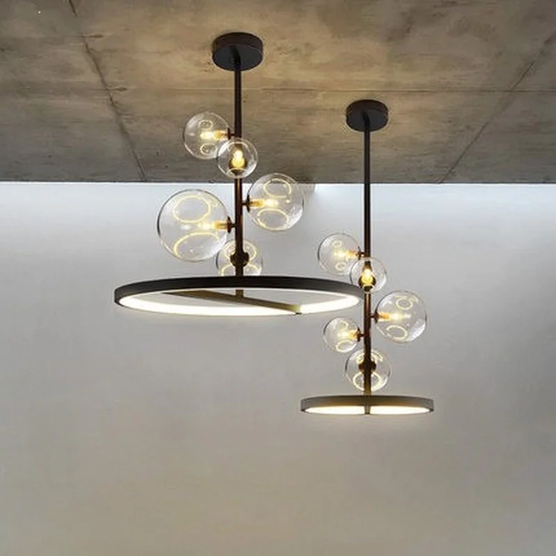 

Подвесная лампа Artpad в скандинавском стиле, круглая Потолочная люстра черного цвета, освещение для гостиной, столовой, кухни, 28, 48 см