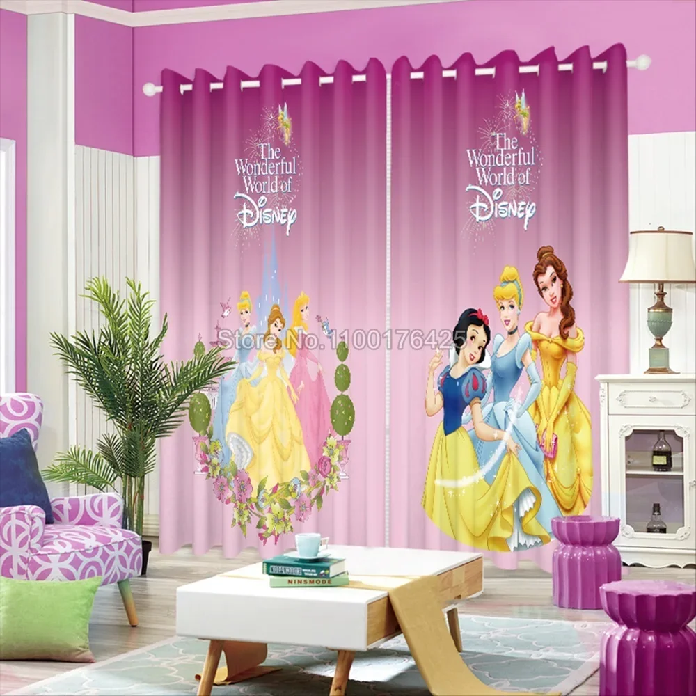 Розовые занавески Принцесса Диснея эркеры для гостиной на окна с мультяшным