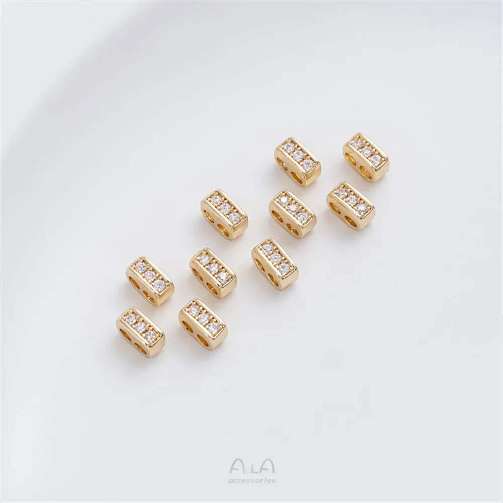 14-каратное золото инкрустированный цирконием свиной нос двойное отверстие