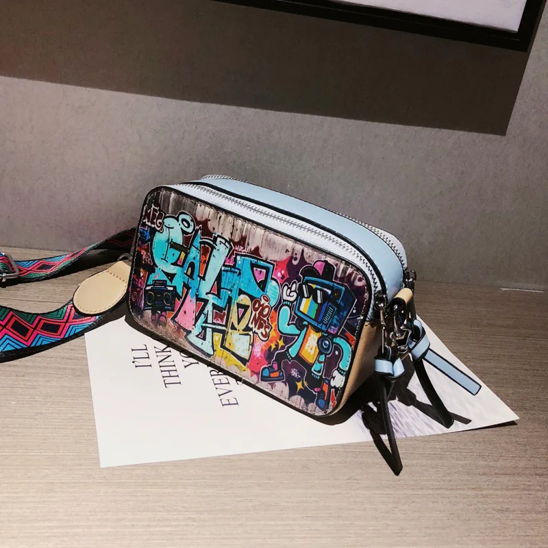 Сумка для камеры с граффити женщин забавная Сумочка через плечо в стиле хип-хоп