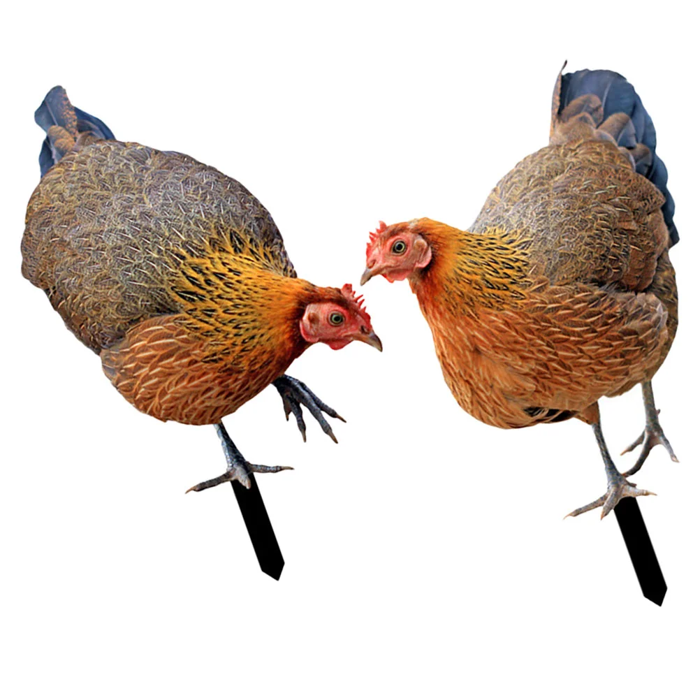 

2 Pcs Decorative Garden Inserts Yard Ornament Outdoor Sign Stakes Decoration Chicken Accessories Japanese