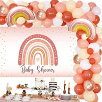 funmemoir boho rainbow baby shower party decorations bohemian rainbow balloon garland arch kit photo backdrop party supplies