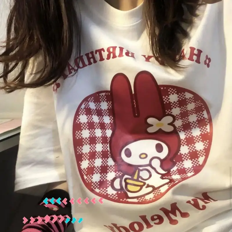 

2022 симпатичное летнее плюшевое мультяшное мимелоды Sanrio из хлопка с коротким рукавом женское размер пальто кавайное Sanrio аниме плюшевое паль...