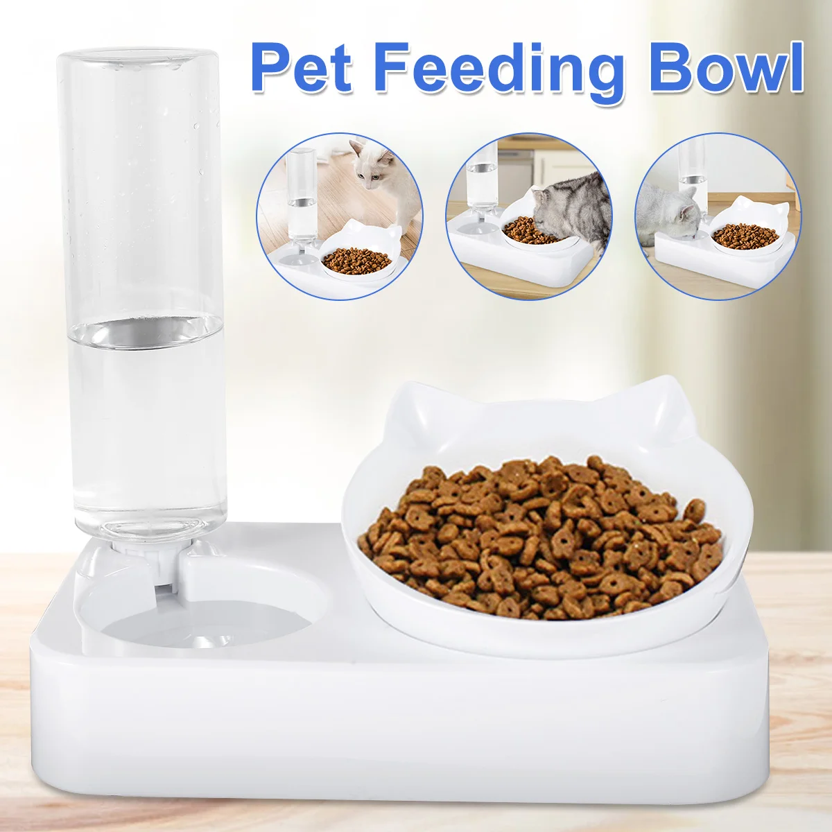 

Large Capacity Cat Water and Food Bowls 2 In 1 Tilted Cat Dog Bowls Set Pet Drinking Bowls Pet Product for Cats and Small Dogs