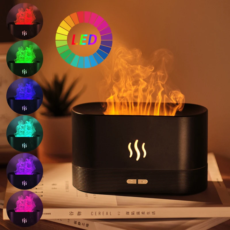 

Flame Aroma Diffuser Air Humidifier Ultrasonic Oil Diffuser Essential Oils Machine Mist Maker Home Office Fragrance Sooth Sleep