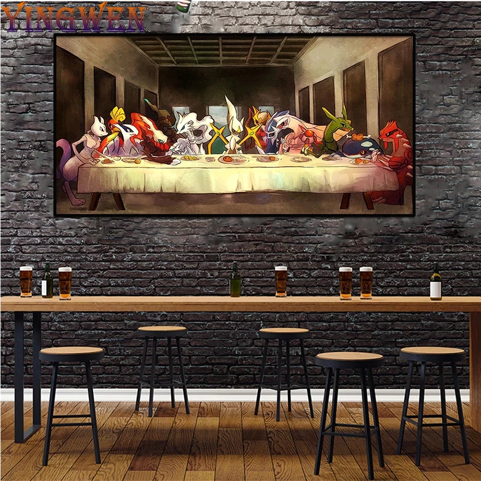 

5D Diamond Painting Pokemon The Last Supper Modern Cartoon Anime Picture Full Diamond Embroidery Children's Gifts Decorative Art