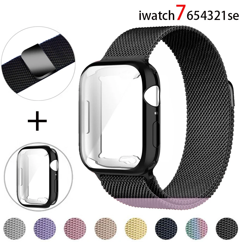 

Case+Strap for Apple Watch band 44mm 40mm iWatch band 45mm 41mm Magnetic Loop Belt bracelet correa apple watch Series SE 6 4 3 7
