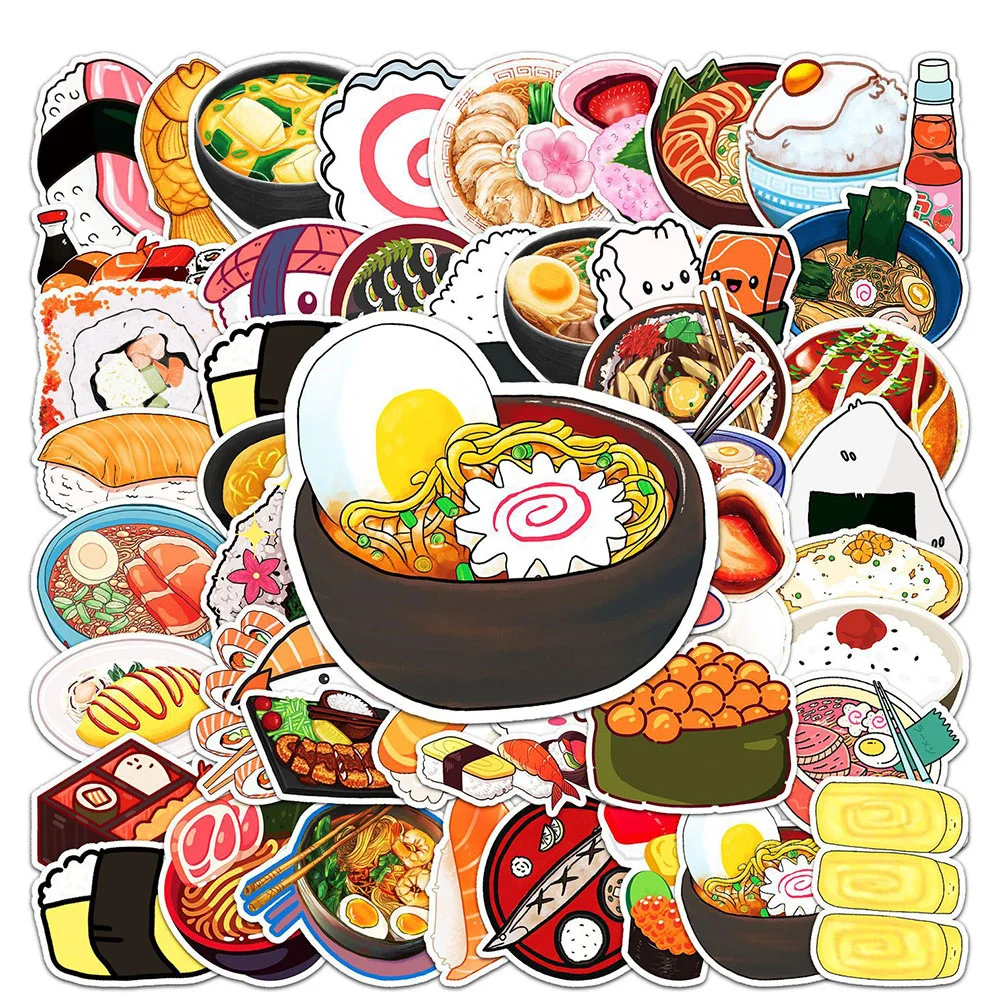 

10/30/50PCS New Gourmet Cartoon Personality Creative Computer Suitcase Mobile Phone Car Decoration Waterproof Sticker Wholesale