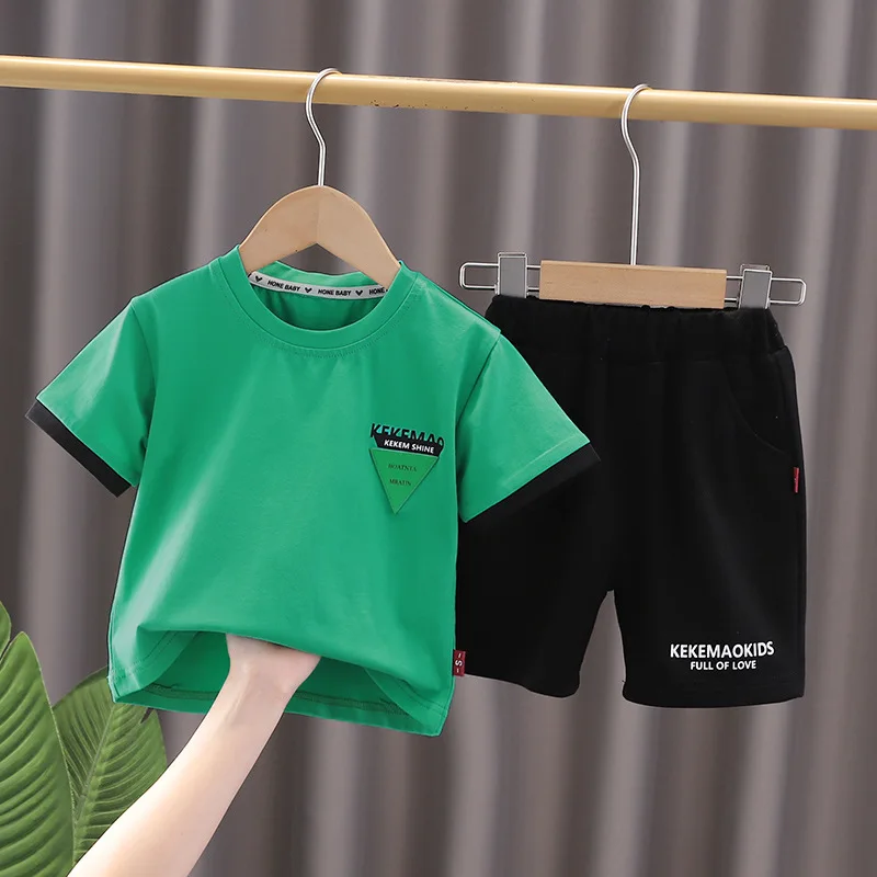 

Детский хлопковый спортивный костюм, футболка и шорты с надписью, комплект одежды из 2 предметов для мальчиков и девочек, лето 2022