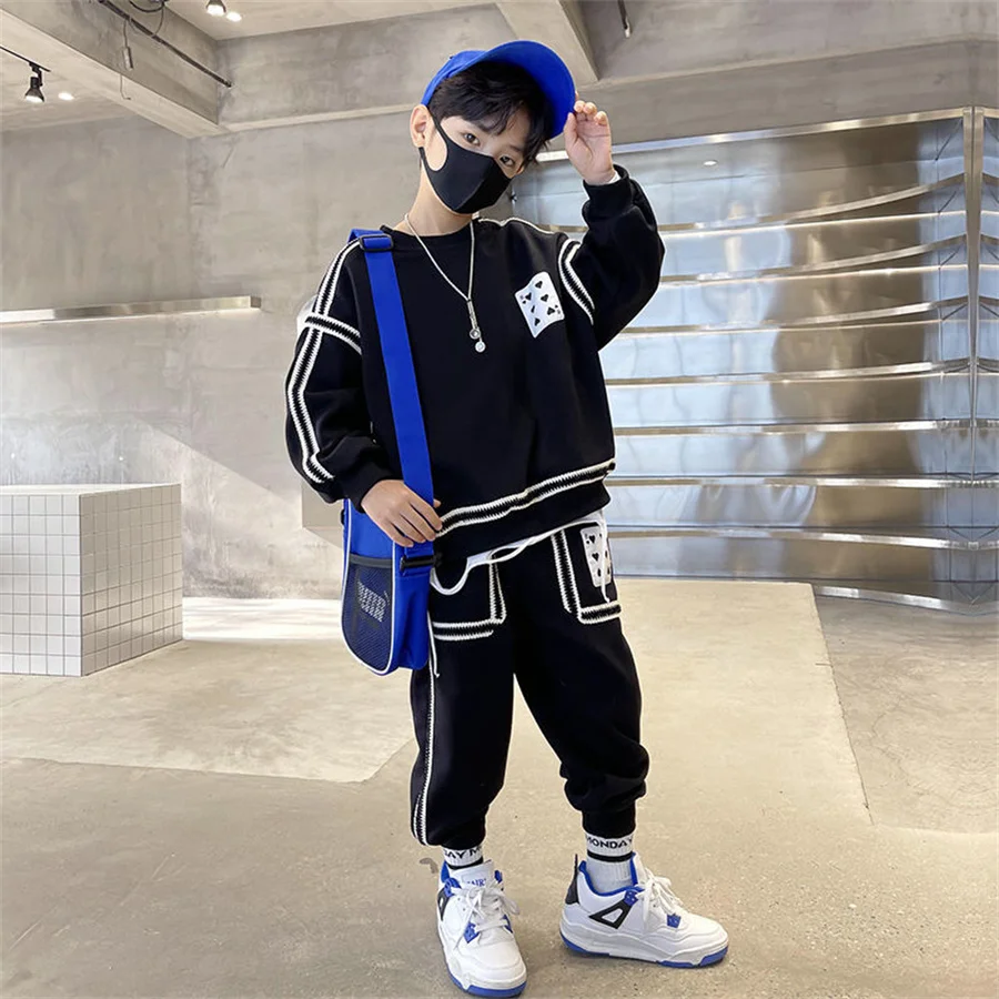 

Spring Autumn Leisure Hoodie+Pants Sportswear 2Pcs Kids Boys Clothes Sets Students Trousers Groups teens boy sport clothing suit