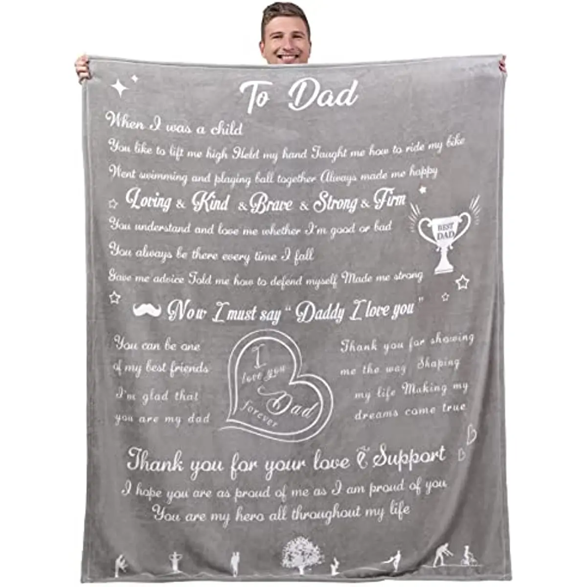 

Birthday Gifts for Men, Dad Blanket from Daughter or Son, Cozy Fleece Throw Blankets, Father Day, or Christmas