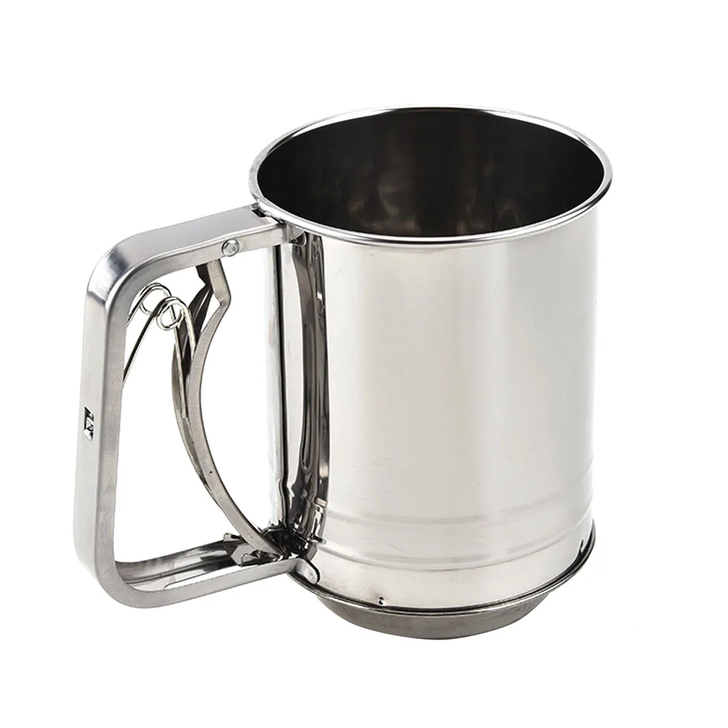 

Large Baking Sieve Cup Stainless Steel Powdered Sugar Manual Powder Flour Mesh Sifter Kitchen Baking Tool