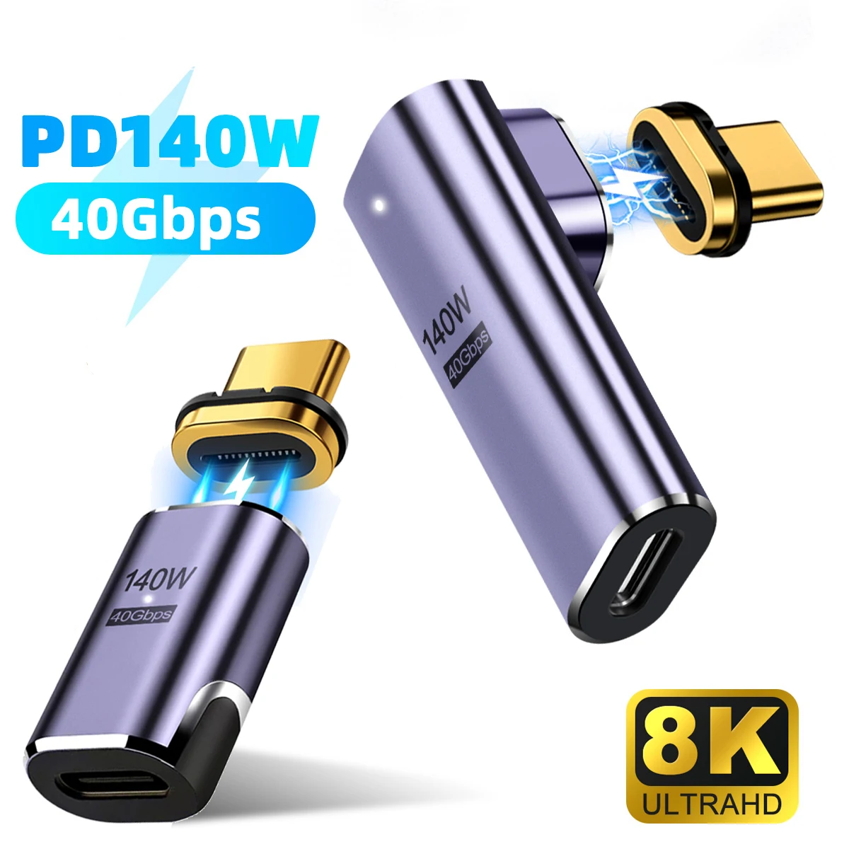 

140W USB4.0 40Gbps Thunderbolt3 Magnetic Adapter USB C To C Fast Charging Magnet Converter Cable 8K@60Hz USB Type C OTG Adapter