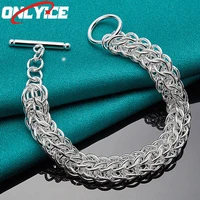 925 sterling silver smooth multi circle chain bracelet ladies fashion glamour party wedding engagement jewelry