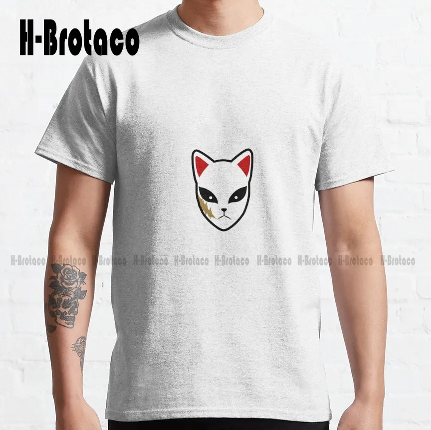 

Минималистичная Классическая футболка Sabito, подарок на заказ, смешная уличная одежда с изображением рассеянного демона, мультяшная футболка, унисекс, цифровая печать