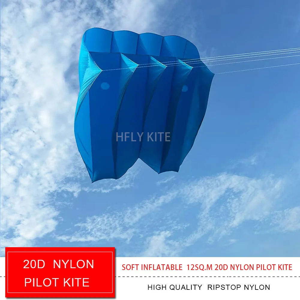 Фото HFLY Новое поступление, сверхлегкий нейлоновый пилотный змей 20D для взрослых, высококачественные нейлоновые мягкие надувные тракторные змеи Ripstop Flowform №1