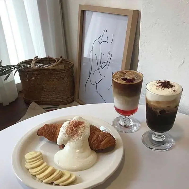 Винтажная прозрачная стеклянная чашка 2 шт. бокал из тюльпана для коктейлей